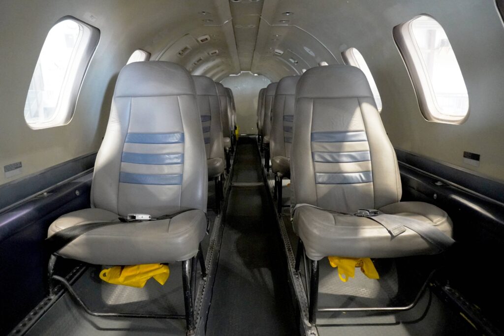 Passenger cabin inside a SkyCare Metroliner aircraft