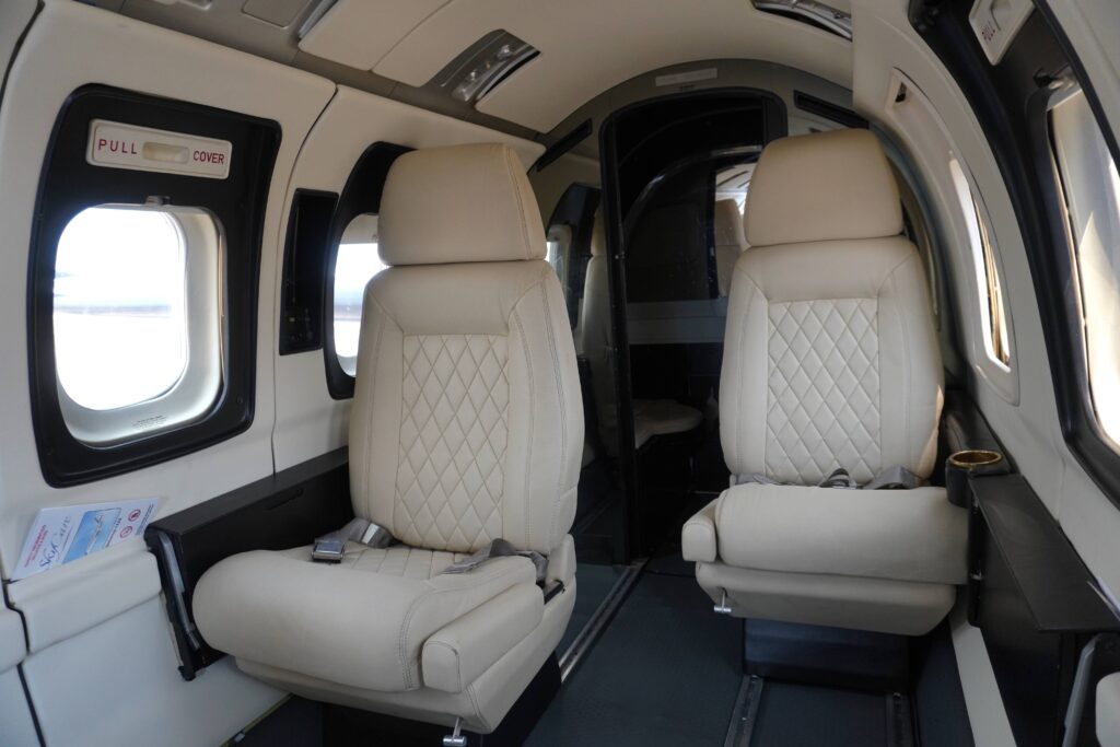 Passenger cabin inside a SkyCare Westwind jet