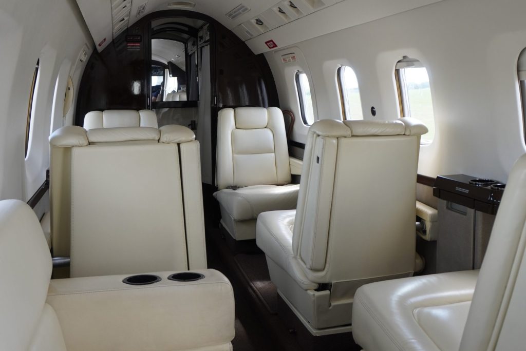 Passenger cabin inside a SkyCare Astra jet