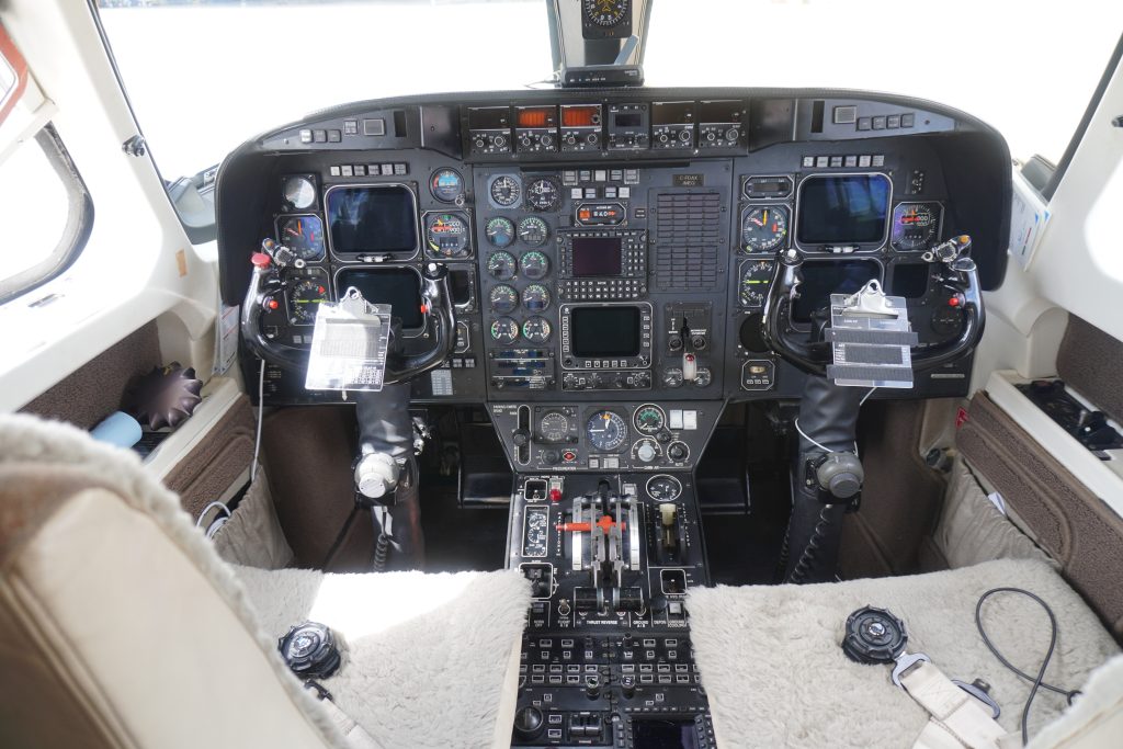 Cockpit and instrument panel of a SkyCare Astra jet